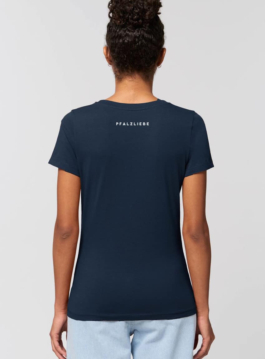 t shirt frauen pfalzliebe back navy