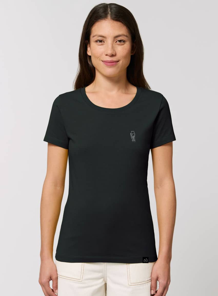 t shirt frauen weinglas black