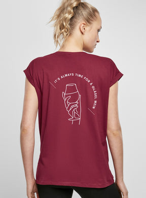 frauen byb t shirts gläsel wein back red